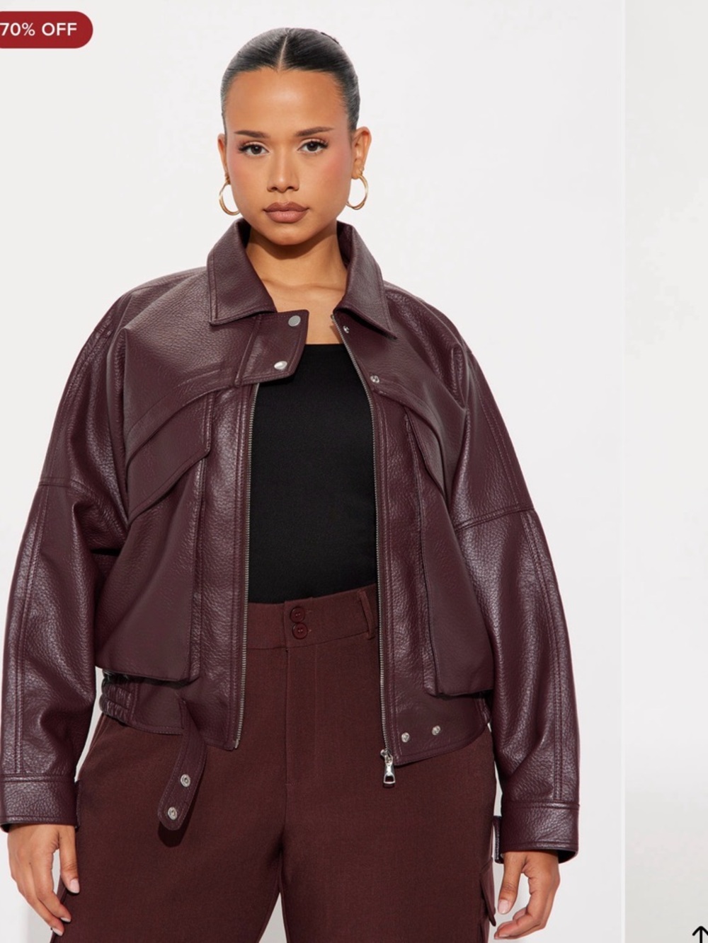Fashion Nova Women's Plum Faux Leather Bomber Jacket